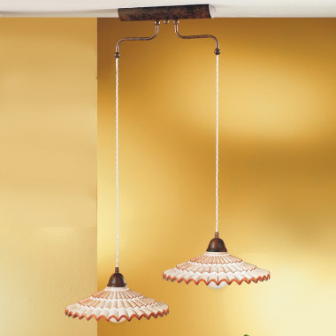 VANIA Lámpara de suspensión 2 luces cerámica estilo rústico país
