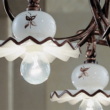 ROMA C403/5LA FERROLUCE Lámpara de araña con 5 luces en cerámica decorada de estilo rústico