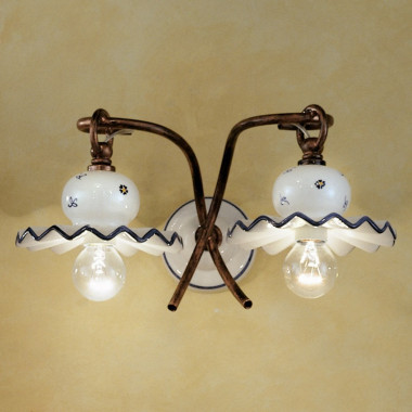 ROMA C401AP FERROLUCE Lampada a Parete a 2 luci in Ceramica Decorata Stile Rustico
