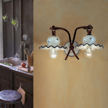 ROMA C401AP FERROLUCE Wall Lamp with 2 Lights Ceramic Decorated Rustic Style