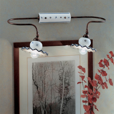 ROMA C406AP FERROLUCE 2-light wall lamp with arms in Decorated Ceramic Rustic Style