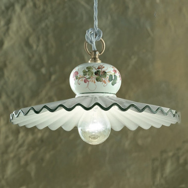 ROMA Decorated Ceramic Pendant Lamp Rustic Style d. 31