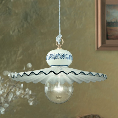 ROMA Decorated Ceramic Pendant Lamp Rustic Style d. 41