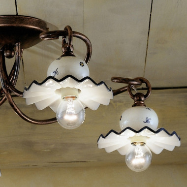 ROMA C404/4PL FERROLUCE Ceiling lamp with 4 lights in Ceramic Decorated Rustic Style
