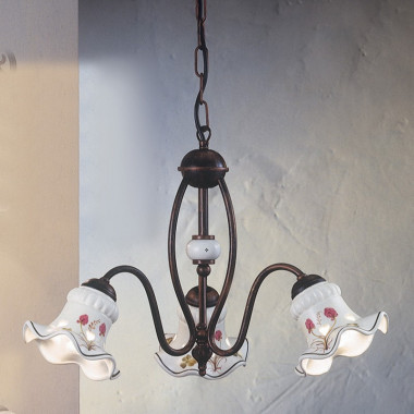 CHIETI FERROLUCE C168-3LA Chandelier with 3 lights ceramic Decorated Rustic Style