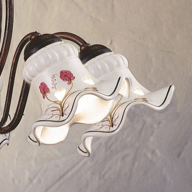 CHIETI FERROLUCE C168-5LA Kronleuchter mit 5 Leuchten in Keramik dekoriert rustikal