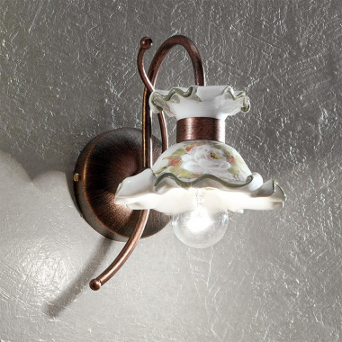 MILANO Rustic Wall Lamp Hand Decorated Ceramic Rustic Style Ferroluce C1116AP