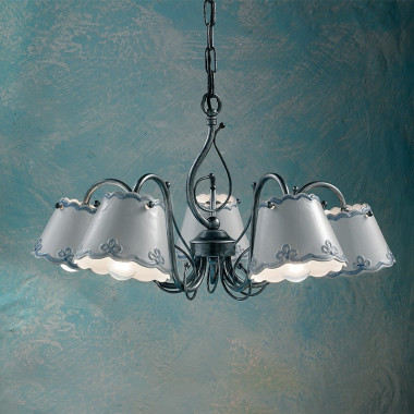 RAVENNA FERROLUCE C925LA Lámpara de araña con 5 luces Rustico Ceramic decorada