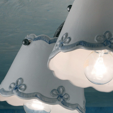 RAVENNA FERROLUCE C926LA Lámpara de araña rústica con 3 luces en cerámica decorada
