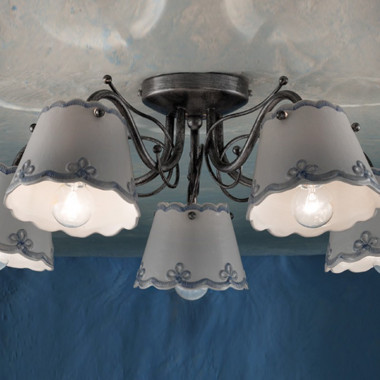 RAVENNA FERROLUCE C924PL Lámpara de techo de 5 luces Rustica cerámica decorada
