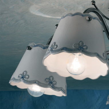 RAVENNA FERROLUCE C923PL Lámpara de techo con 3 luces en cerámica decorada a mano