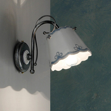 RAVENNA FERROLUCE C920AP Lámpara de pared de cerámica rústica decorada a mano