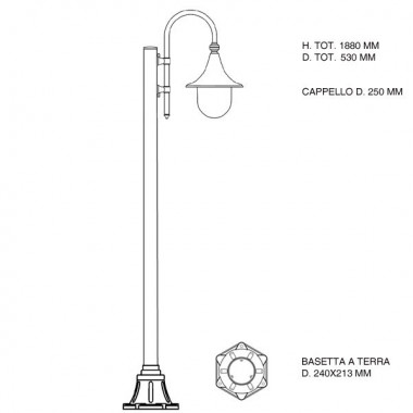 DIONE BLACK Aluminium Lampe Poteau pour Outdoor Garden Classic 1905A1L Liberti Lampe