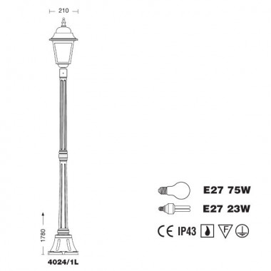 ATHENA Lámpara Blamp Bolardo Iluminación de jardín al aire libre