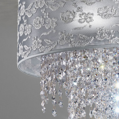 VIOLET Ceiling light Modern Lamp with Grey Lace and Crystal Cascade