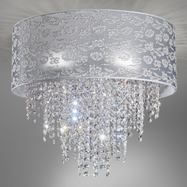 VIOLET Ceiling light Modern Lamp with Grey Lace and Crystal Cascade