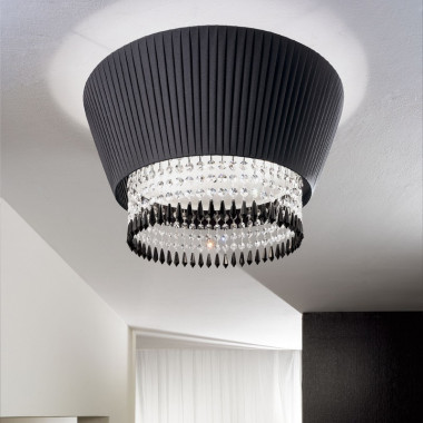 PAULINE AnteaLuce, Ceiling Design, Chandelier Lampshade Plisse and coloured Crystals