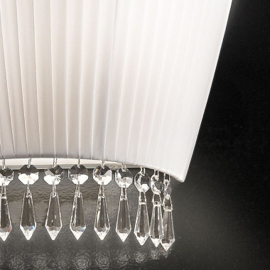PAOLINA di Antea Luce, Applique Design con Paralume Plisse Bianco Nero e Cristalli con prismi colorati