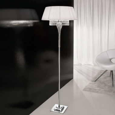 PAULINA Antealuce, lámpara de pie, Lámpara de piso de Diseño con la lámpara de Sombra Plisse y Cristales