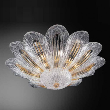 954-60 Vetrilamp | Murano glass leaf ceiling lamp