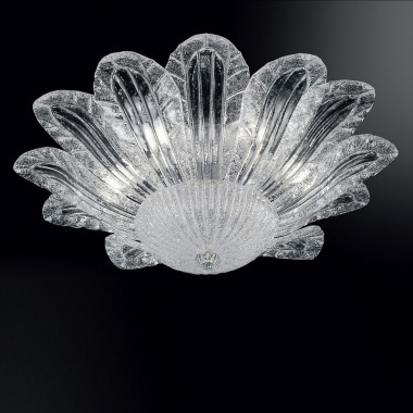 954-60 Vetrilamp | Murano glass leaf ceiling lamp
