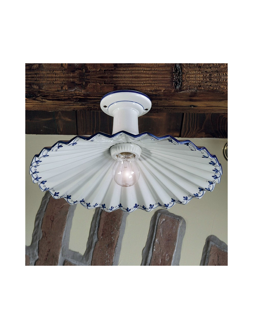 LINA Lampada da Soffitto in Ceramica Ondulata Decorata a Mano illuminazione cucina taverna rustica
