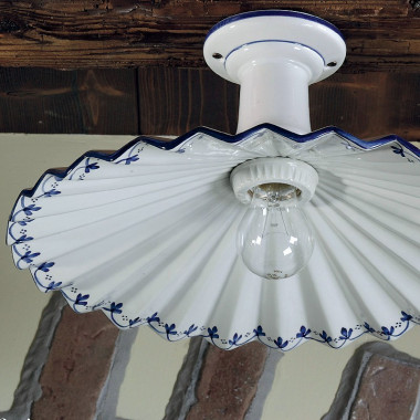 LINA Wellpappe Keramik Deckenleuchte Hand dekoriert Beleuchtung Küche rustikale Taverne
