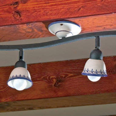 KILA Chandelier Ceiling Rustic 4 Spot Adjustable hand-Decorated Ceramics