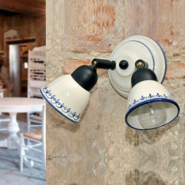 KILA Applique da parete Doppio Spot Orientabile Ceramica Decorata stile classico rustico