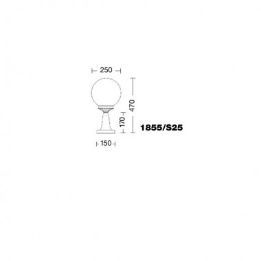 ORIONE S25 Poller Außenleuchte Garten Sfera Globo d.25