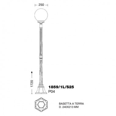 ORIONE S25 Straßenleuchte Outdoor Pole Garden Sfera Globo d.25