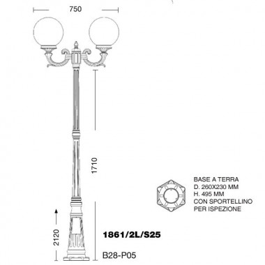 ORIONE S25 Straßenleuchte Outdoor Pole Garden Sfera Globo d.25