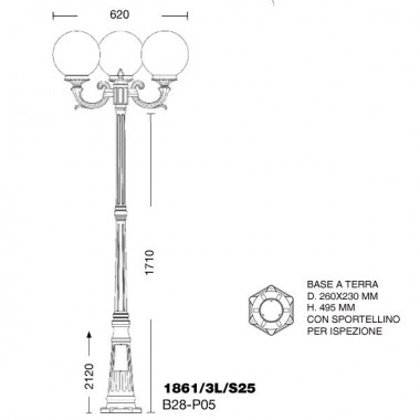 ORIONE S25 Straßenleuchte Outdoor Pole Garden Sfera Globo d.25