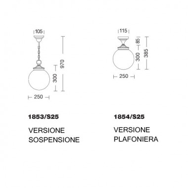 ORIONE BIANCO S25 Lámpara de techo para exteriores Garden Sfera Globo d.25