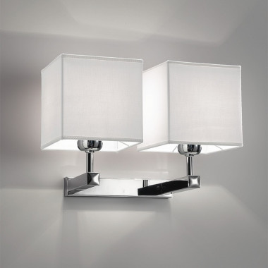 THOR Lámpara de pared de tela blanca con 2 luces de diseño moderno - Antea Luce