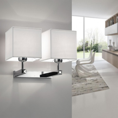 THOR Lampada da Parete in Tessuto Bianco a 2 luci Design Moderno - Antea Luce