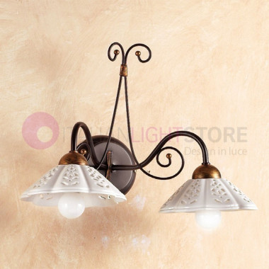 CALCINAIA Lampe Murale Applique en Céramique, en Fer Forgé et Rustique, Pays - Ceramiche Borso