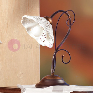 CALCINAIA Table Lamp Ceramic and Wrought Iron Rustic Country - Ceramiche Borso