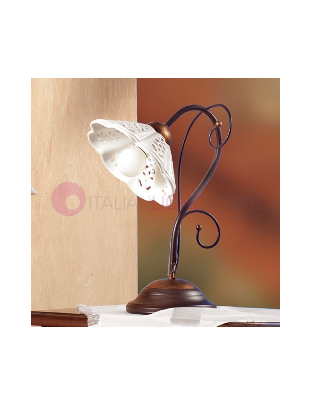 CALCINAIA Table Lamp Ceramic and Wrought Iron Rustic Country - Ceramiche Borso