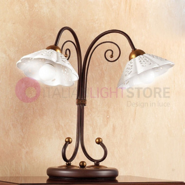 CALCINAIA Table Lamp Ceramic and Wrought Iron Rustic Country - Ceramiche Borso