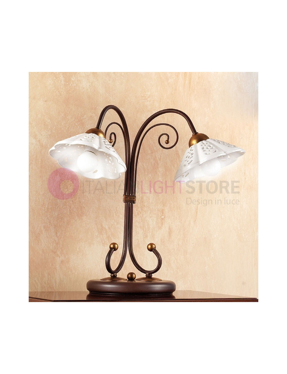 CALCINAIA Table Lamp Ceramic and Wrought Iron Rustic Country - Ceramiche Borso