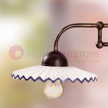 FARMHOUSE Sconce Wall Lamp in Wrought Iron and Ceramic d.21 Rustic Country - Ceramiche Borso
