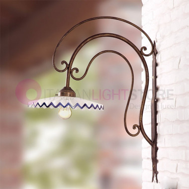 FARMHOUSE Sconce Wall Lamp in Wrought Iron and Ceramic d.28 Rustic Country - Ceramiche Borso