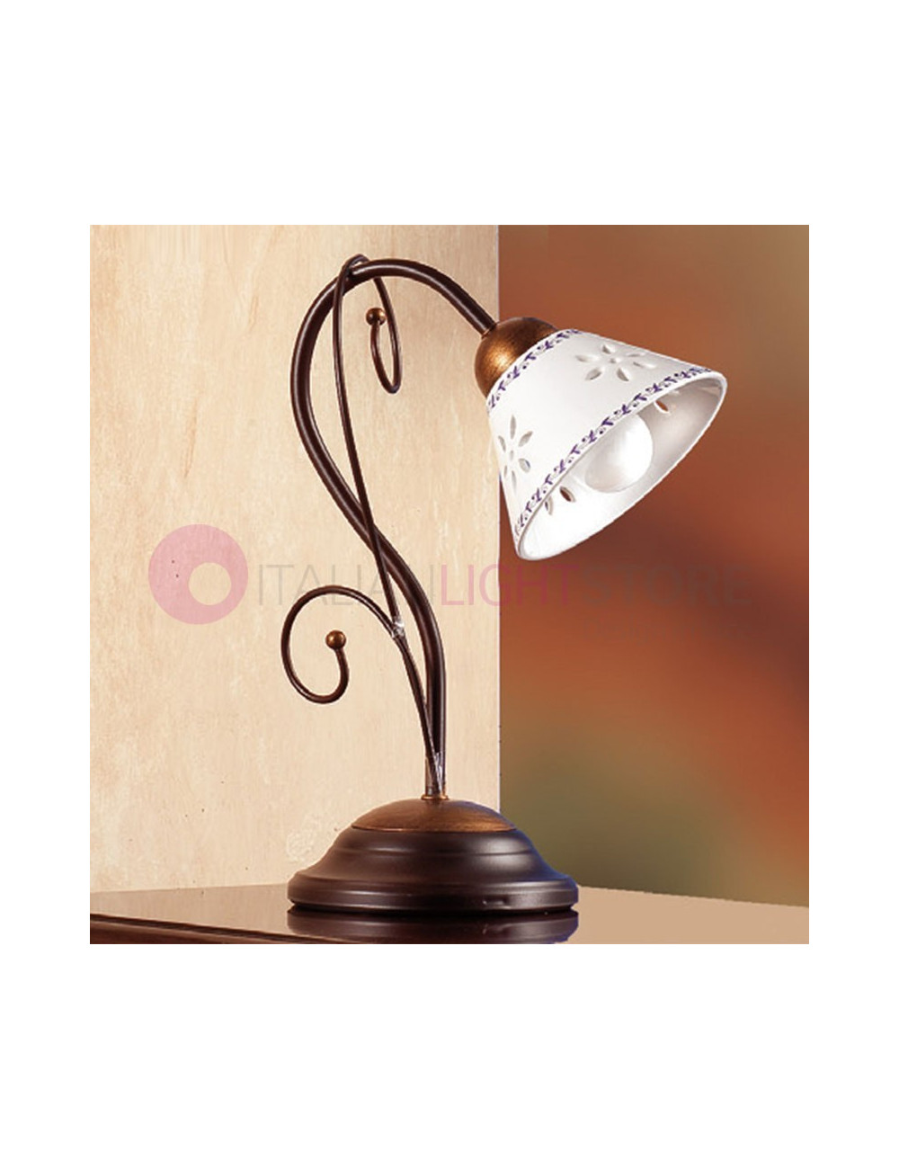 MASSAROSA Rustic-style Table Lamp Ceramic Metal Base Italian design