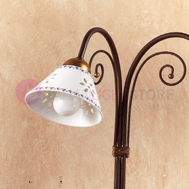 MASSAROSA Lámpara de Mesa con 2 Luces de Cerámica y Hierro Forjado Rústico País - Ceramiche Borso