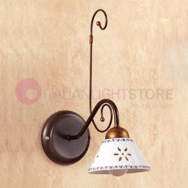 MASSAROSA Wall Lamp Metal and Ceramic Traditional Design - Ceramiche Borso
