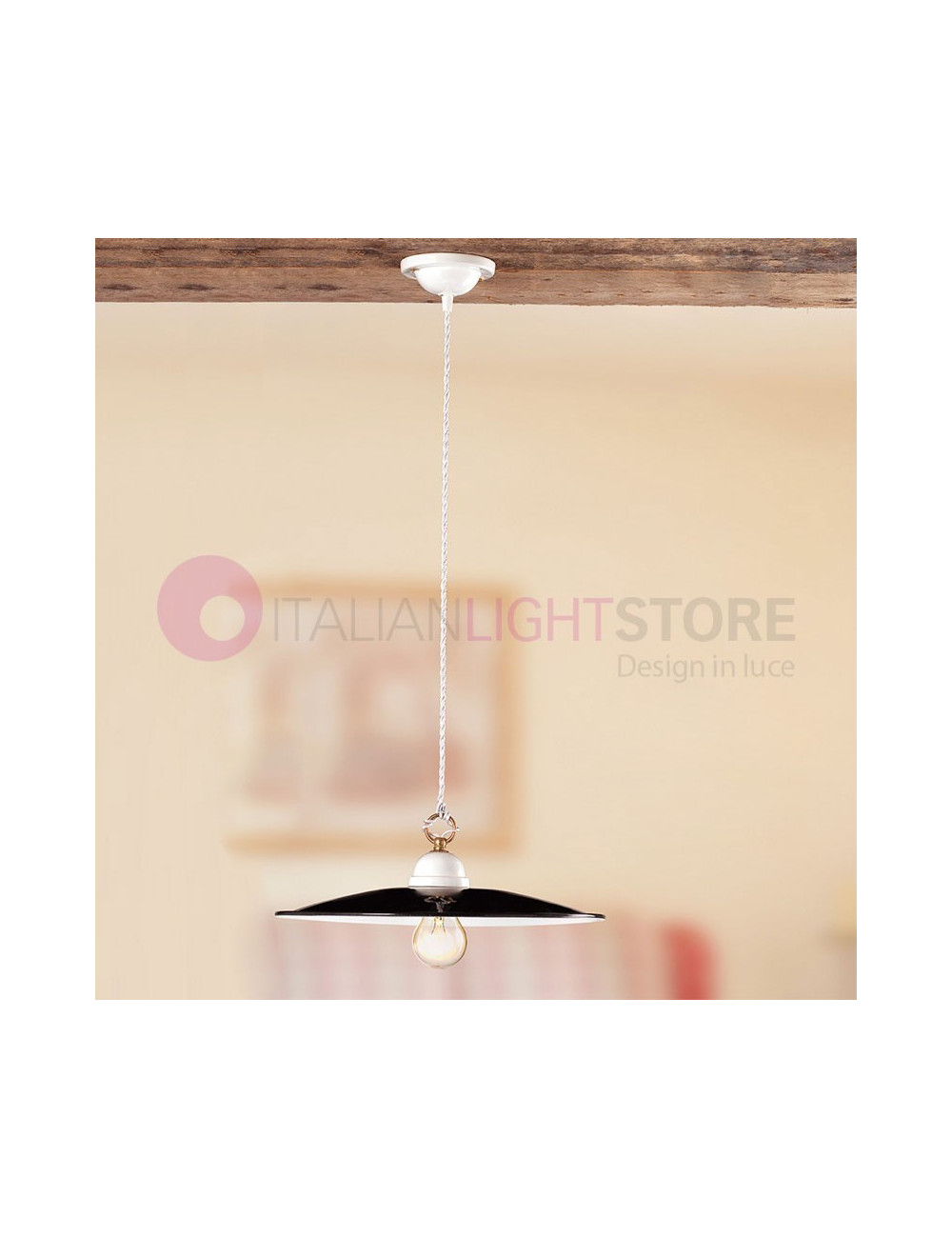 Chandelier at the suspension of ceramic and iron, the Rustic-Style Country Ceramiche Borso