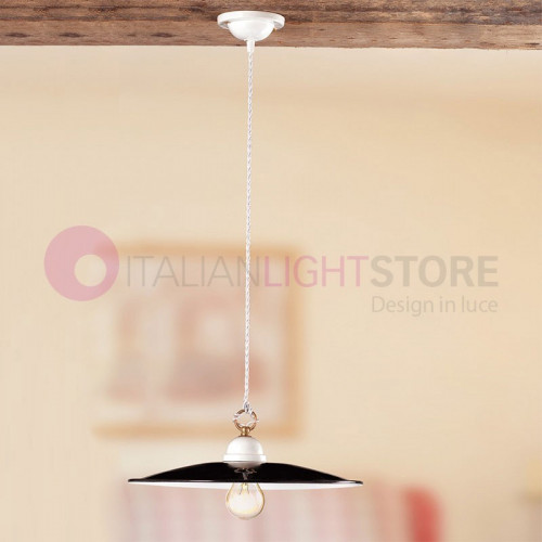 Chandelier at the suspension of ceramic and iron, the Rustic-Style Country Ceramiche Borso