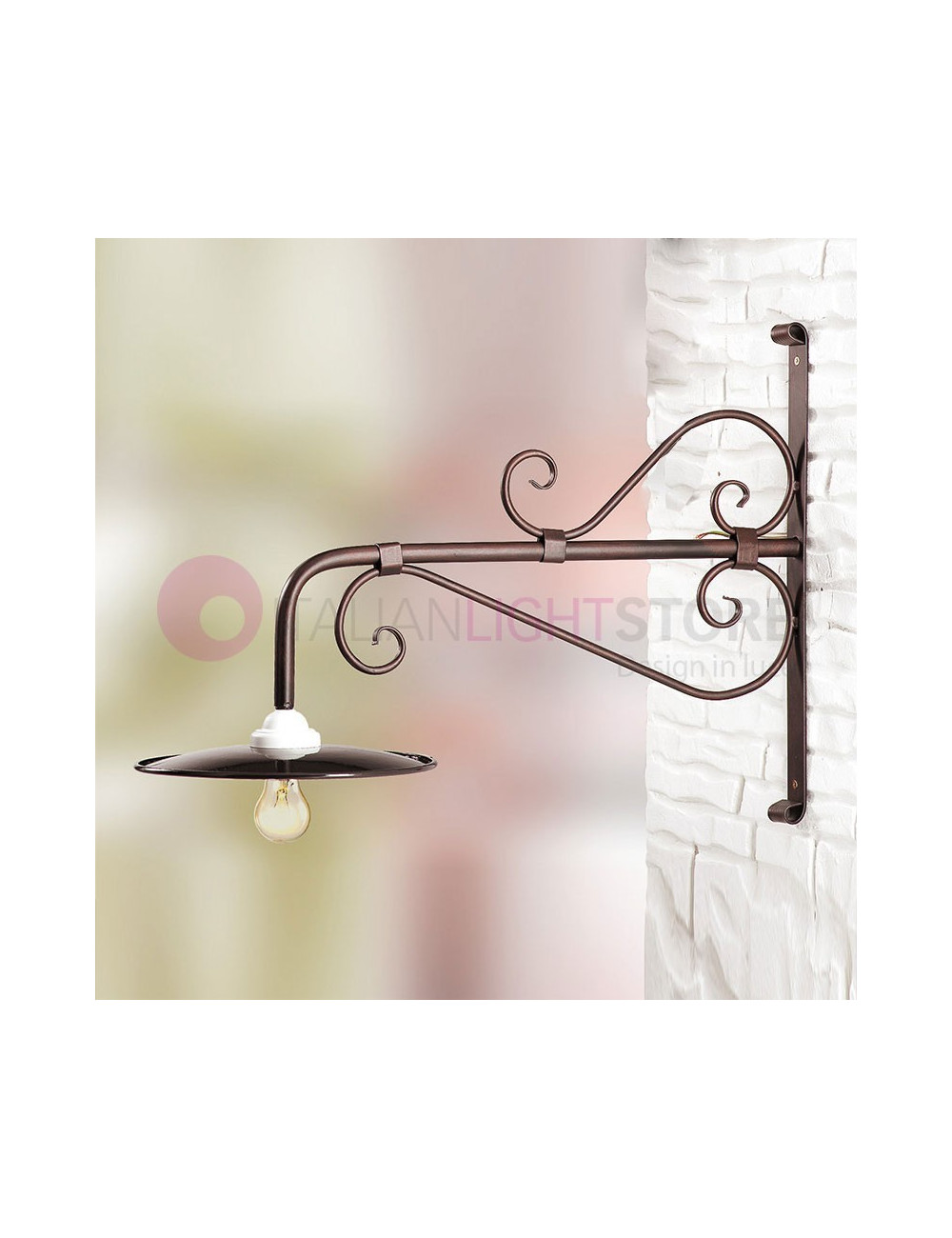 BORGHETTO Wall Lamp Outdoor Wrought Iron P. 70 Rustic Country - Ceramiche Borso