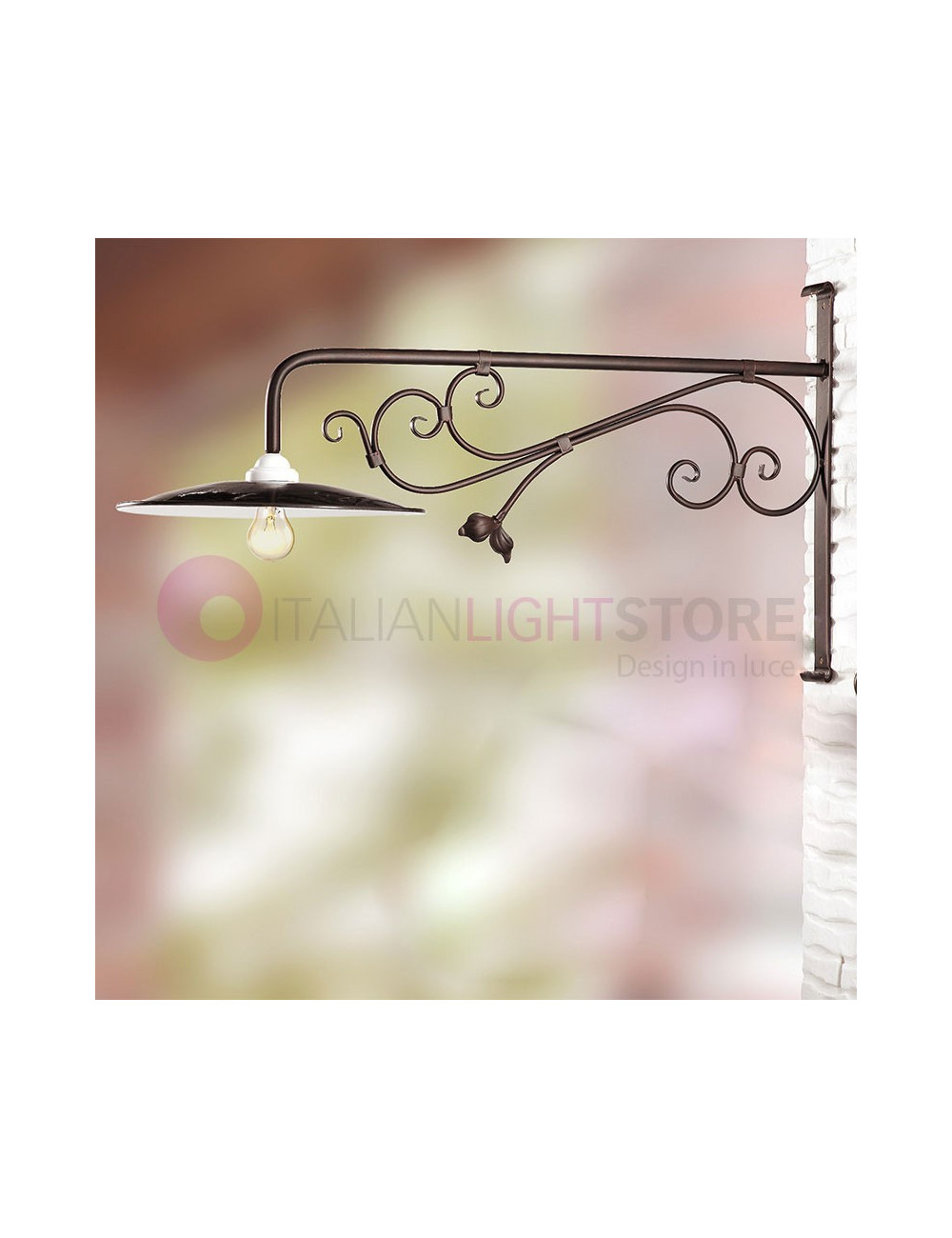 BORGHETTO Wall Lamp Outdoor Wrought Iron Rustic Country - Ceramiche Borso